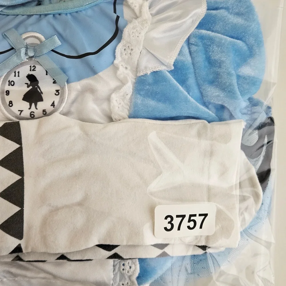 Disney Baby Alice in Wonderland Costume 12/18M Blue Velvet Tulle Set Check Legs